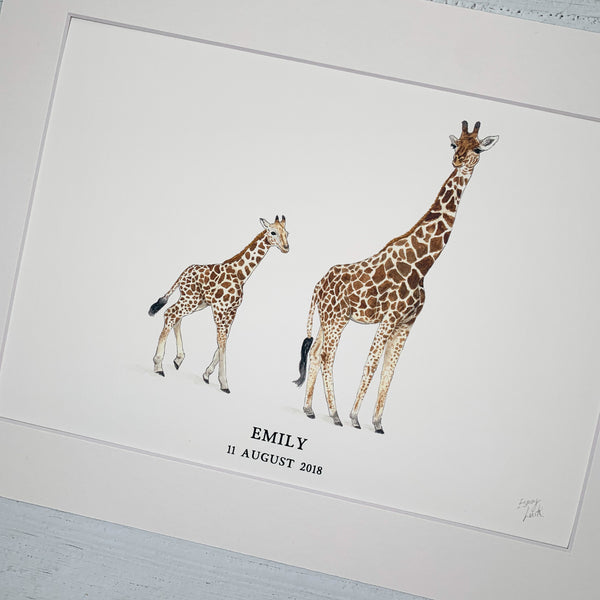 Big Giraffe & Baby Giraffe - Fine Art Print