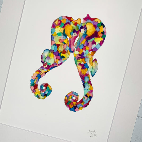 Multicoloured Seahorses - Fine Art Print