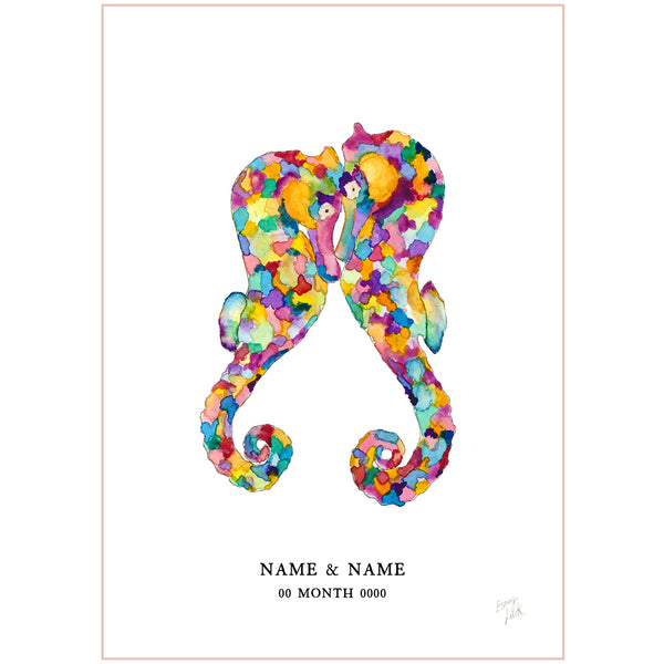 Multicoloured Seahorses - Fine Art Print